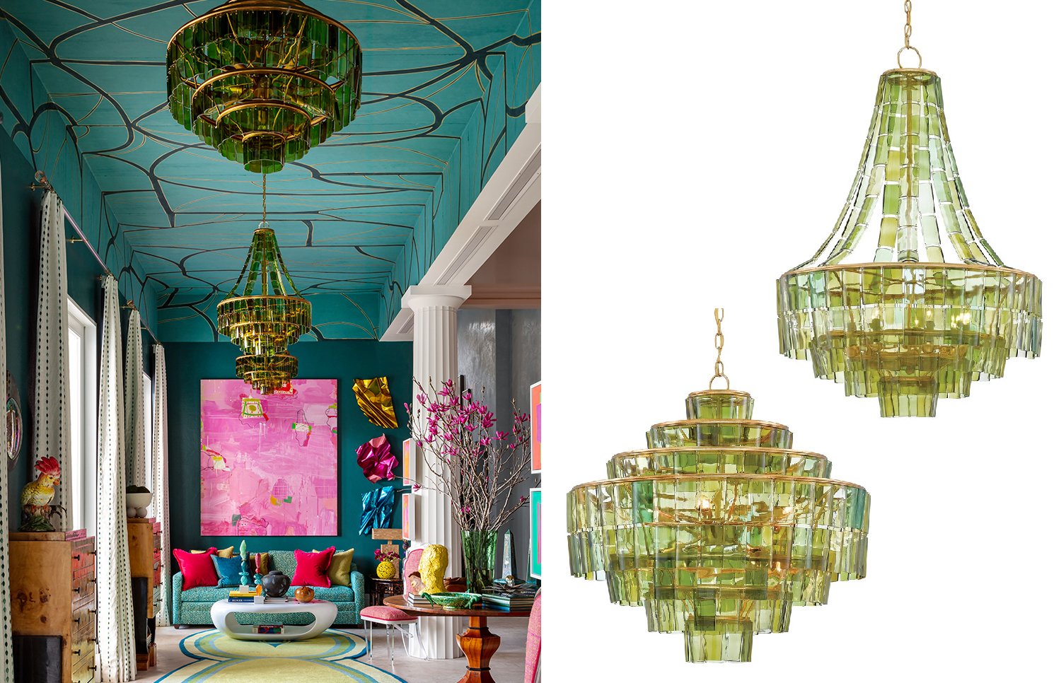 Image showcasing Kuzco Lighting Cameo 10-Light Black Cylinder Island Pendant ...